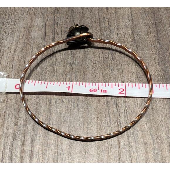 Bohemian Rose Bangle Bracelet Hand Forged Copper Floral Rose Bracelet - Picture 6 of 6